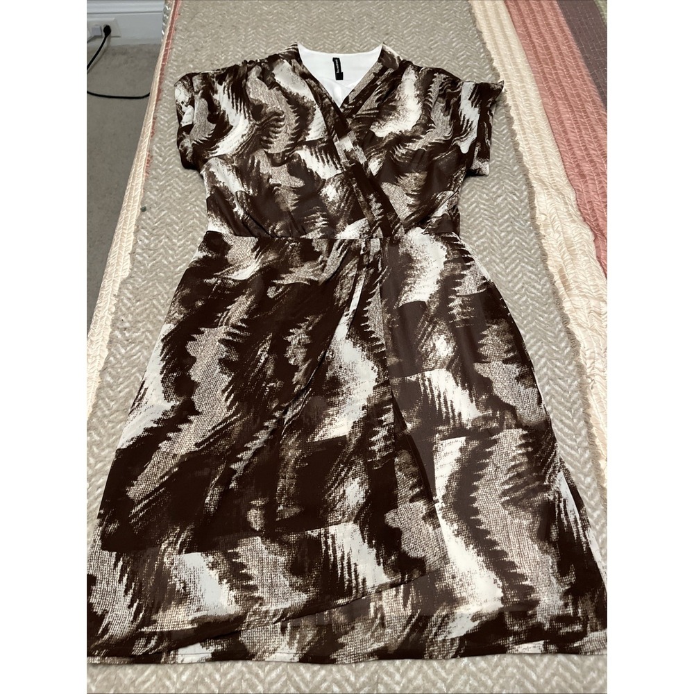 Walter Baker Womens Brown Abstract Pattern Sleeveless Pencil Dress Stretch S